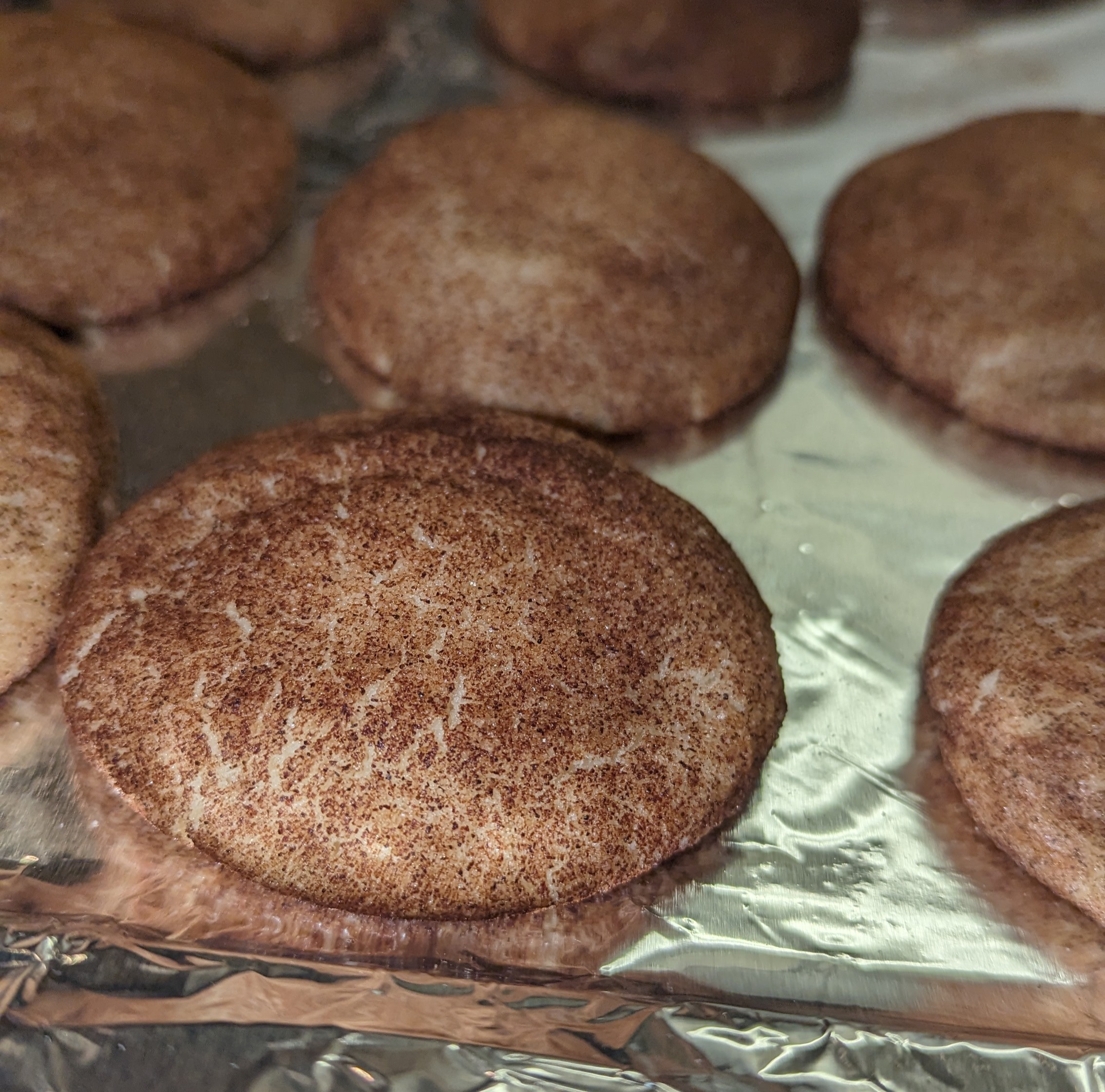 close-up of snickerdoodle cookies